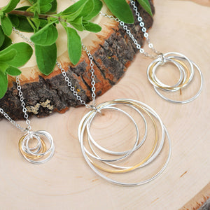 Cynthia Medium Silver & Gold Five Circle Nest Necklace