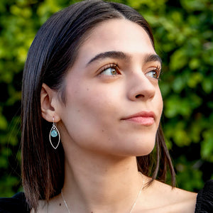 Ella Large Leaf Earrings with Gemstones