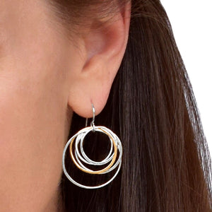 Cynthia Medium Silver & Gold Nest Circle Earrings