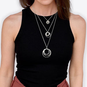 Cynthia Small Silver & Gold Five Circle Nest Necklace