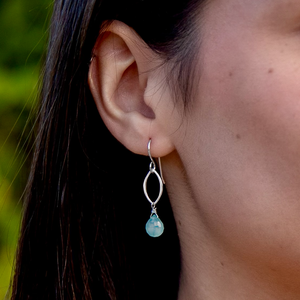 Ella Mini Dangle Leaf Earrings with Gemstones