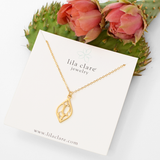 Gold Vermeil Small Pointed Teardrop Cactus Necklace