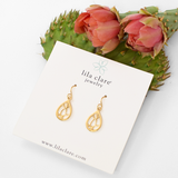 Gold Small Teardrop Cactus Earrings