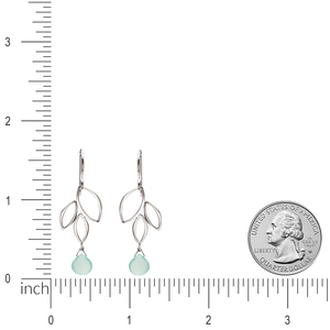 Ella Mini Three Leaf Drop Earrings with Gemstones
