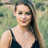 Ella Silver Windy Leaves Necklace with Gemstone